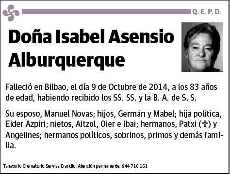 ASENSIO ALBURQUEQUE,ISABEL