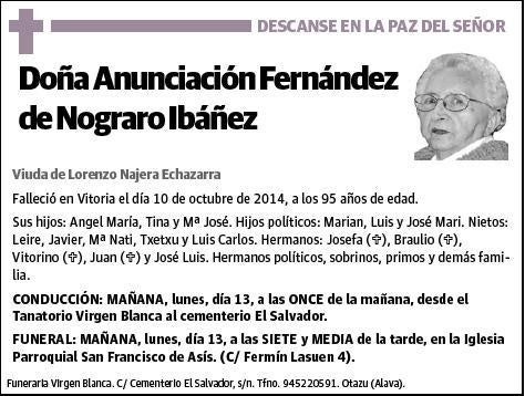 FERNANDEZ DE NOGRARO IBAÑEZ,ANUNCIACION