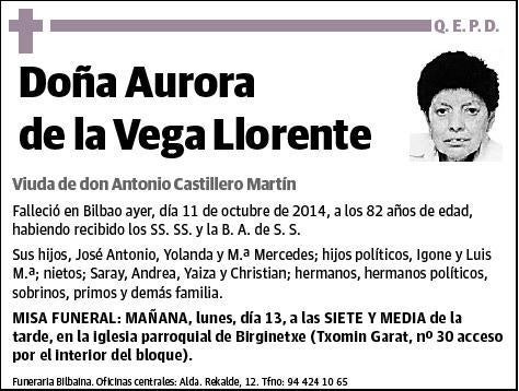 DE LA VEGA LLORENTE,AURORA