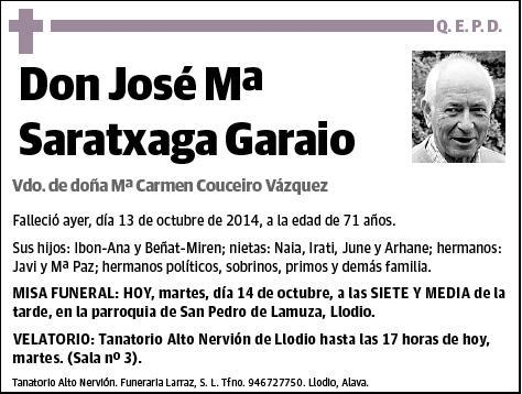 SARATXAGA GARAIO,JOSE Mª