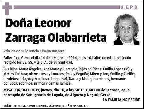 ZARRAGA OLABARRIETA,LEONOR