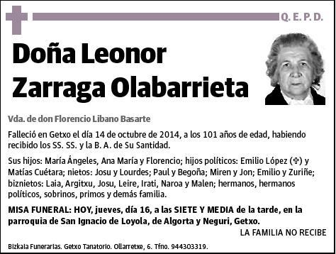 ZARRAGA OLABARRIETA,LEONOR