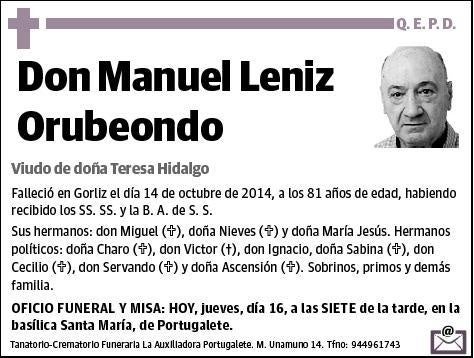 LENIZ ORUBEONDO,MANUEL