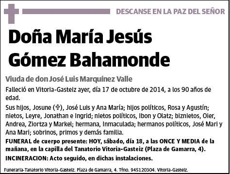 GOMEZ BAHAMONDE,MARIA JESUS