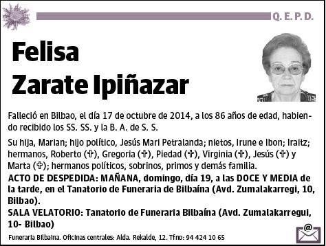 ZARATE IPIÑAZAR,FELISA