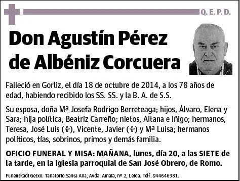PEREZ DE ALBENIZ CORCUERA,AGUSTIN