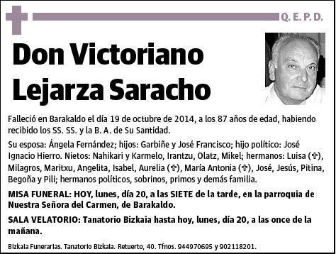 LEJARZA SARACHO,VICTORIANO