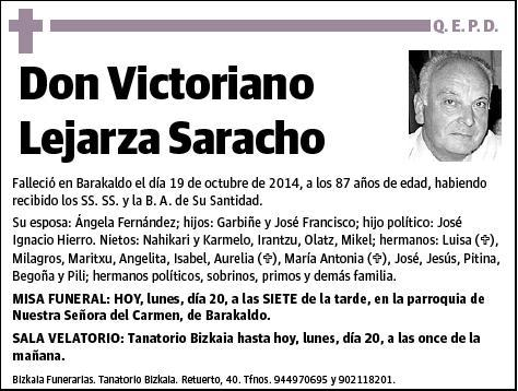 LEJARZA SARACHO,VICTORIANO