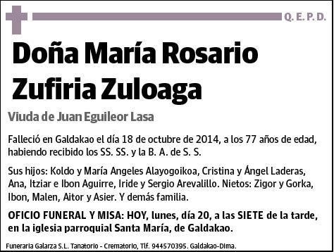 ZUFIRIA ZULOAGA,MARIA ROSARIO