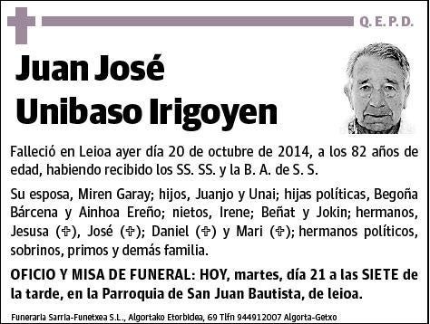 UNIBASO IRIGOYEN,JUAN JOSE