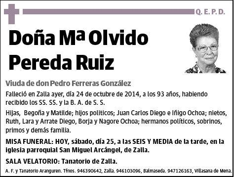 PEREDA RUIZ,Mª OLVIDO