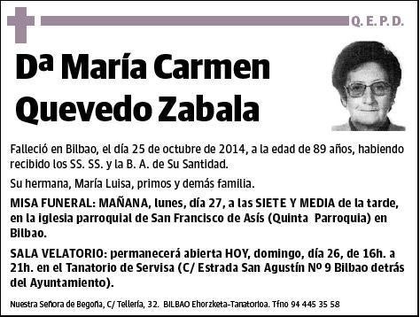 QUEVEDO ZABALA,MARIA CARMEN