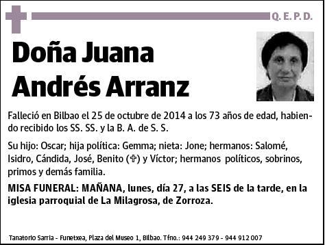 ANDRES ARRANZ,JUANA