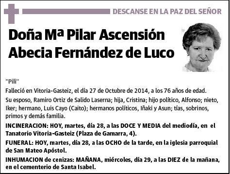 ABECIA FERNANDEZ DE LUCO,Mª PILAR ASCENSION