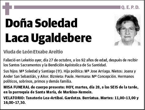 LACA UGALDEBERE,SOLEDAD