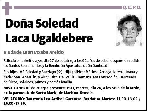 LACA UGALDEBERE,SOLEDAD