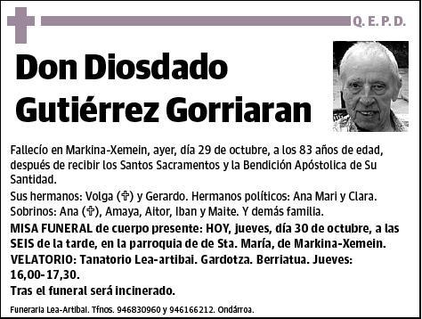 GUTIERREZ GORRIARAN,DIOSDADO