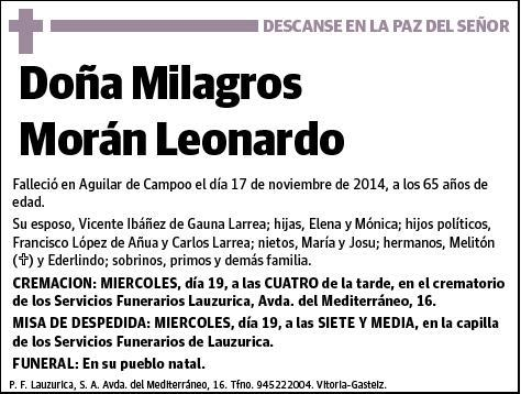 MORAN LEONARDO,MILAGROS