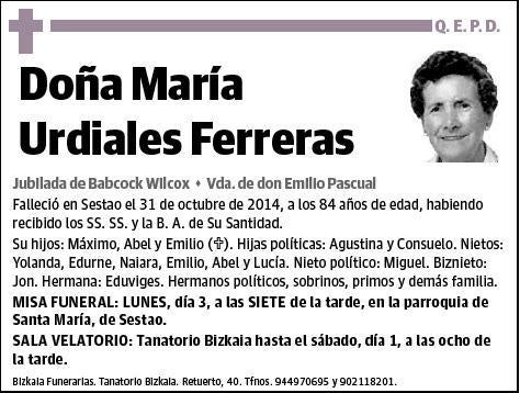 URDIALES FERRERAS,MARIA