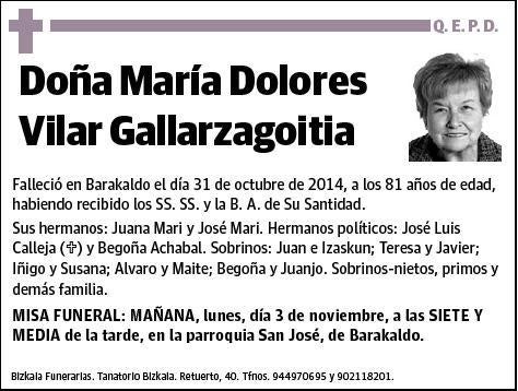 VILAR GALLARZAGOITIA,MARIA DOLORES