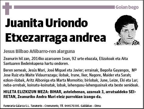 URIONDO ETXEZARRAGA,JUANITA