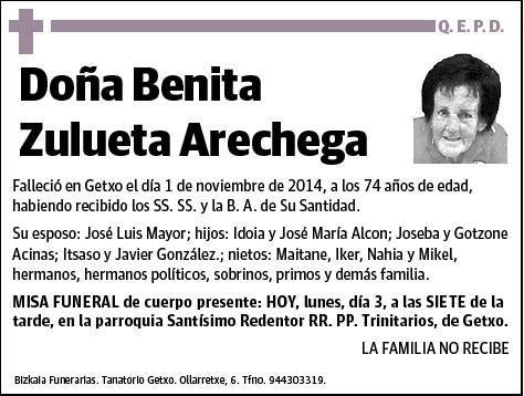 ZULUETA ARECHEGA,BENITA