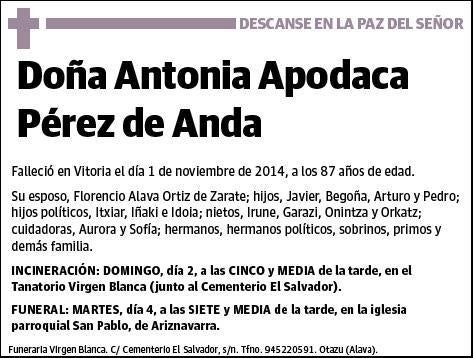 APODACA PEREZ DE ANDA,ANTONIA