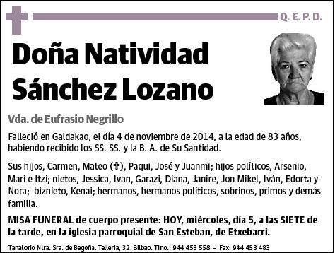 SANCHEZ LOZANO,NATIVIDAD