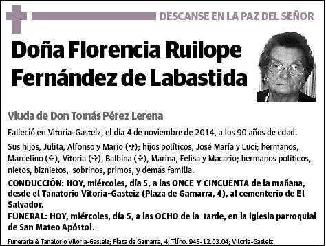 RUILOPE FERNANDEZ DE LABASTIDA,FLORENCIA