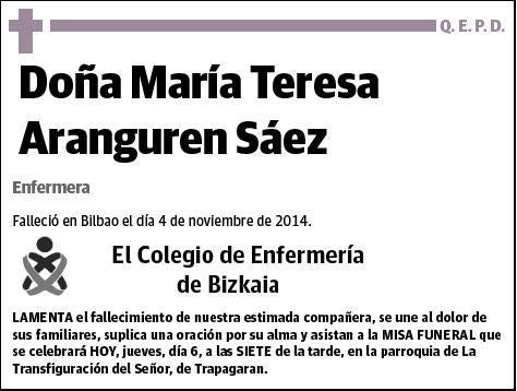 ARANGUREN SAEZ,MARIA TERESA