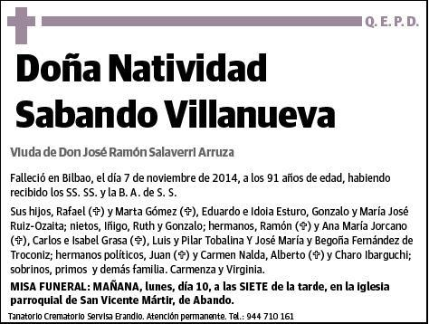 SABANDO VILLANUEVA,NATIVIDAD