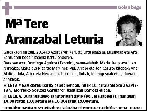 ARANZABAL LETURIA,Mª TERE