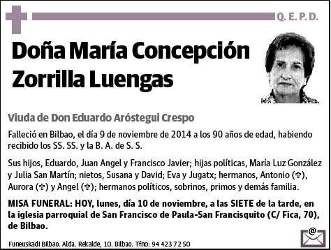 ZORRILLA LUENGAS,MARIA CONCEPCION