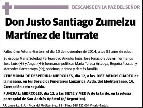 ZUMELZU MARTINEZ DE ITURRATE,JUSTO SANTIAGO