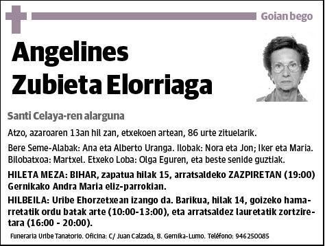 ZUBIETA ELORRIAGA,ANGELINES