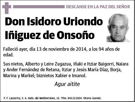 URIONDO IÑIGUEZ DE ONSOÑO,ISIDORO