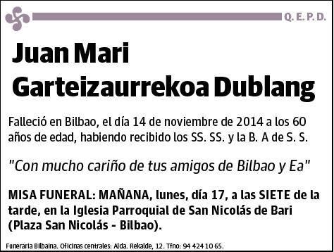 GARTEIZAURREKOA DUBLANG,JUAN MARI