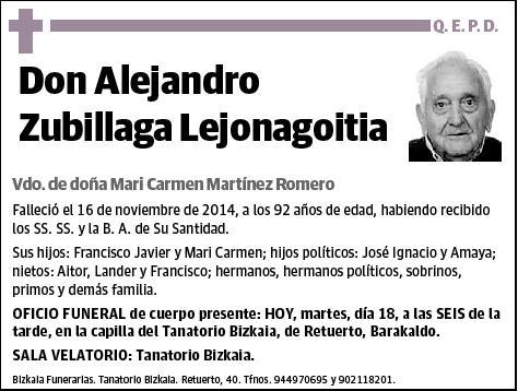 ZUBILLAGA LEJONAGOITIA,ALEJANDRO