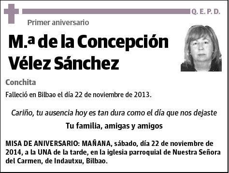 VELEZ SANCHEZ,Mª DE LA CONCEPCION