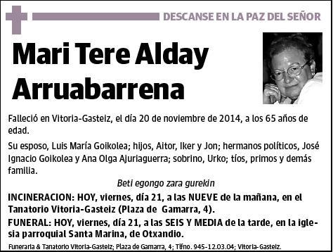 ALDAY ARRUABARRENA,MARI TERE