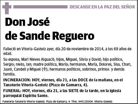 DE SANDE REGUERO,JOSE