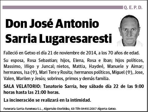 SARRIA LUGARESARESTI,JOSE ANTONIO