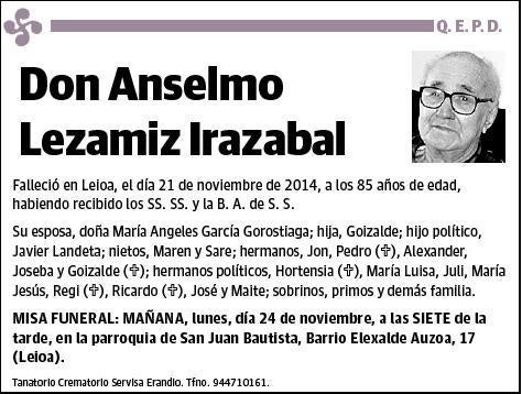 LEZAMIZ IRAZABAL,ANSELMO