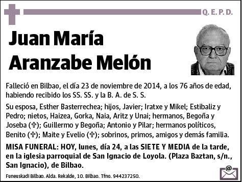 ARANZABE MELON,JUAN MARIA