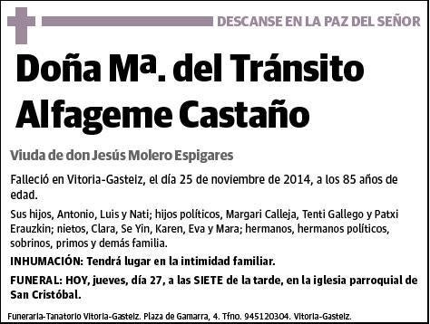 ALFAGEME CASTAÑO,Mª DEL TRANSITO