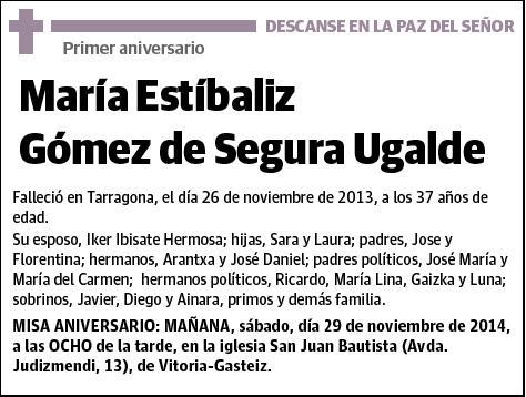 GOMEZ DE SEGURA UGALDE,MARIA ESTIBALIZ