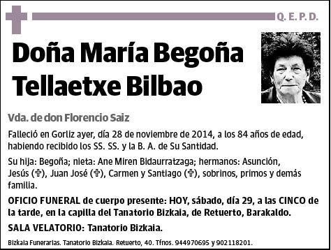 TELLAETXE BILBAO,MARIA BEGOÑA