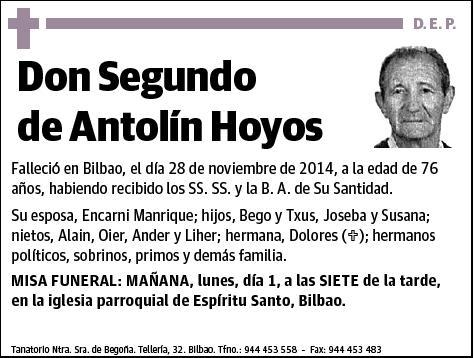 DE ANTOLIN HOYOS,SEGUNDO