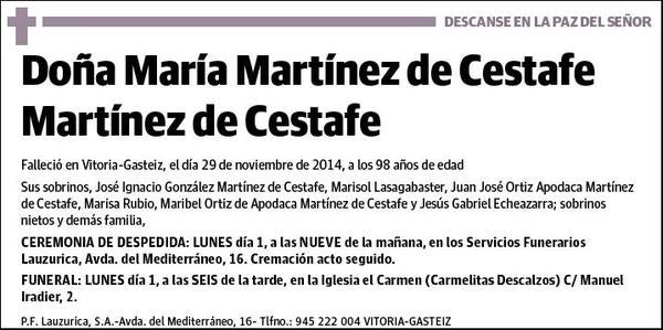 MARTINEZ DE CESTAFE MARTINEZ DE CESTAFE,MARIA