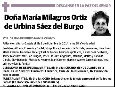 ORTIZ DE URBINA SAEZ DEL BURGO,MARIA MILAGROS